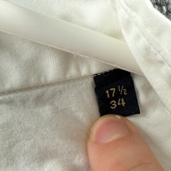 Gitman Bros Formal French Cuff Cotton Point 17.5 34 White Solid Button Up Shirt - Picture 5 of 14